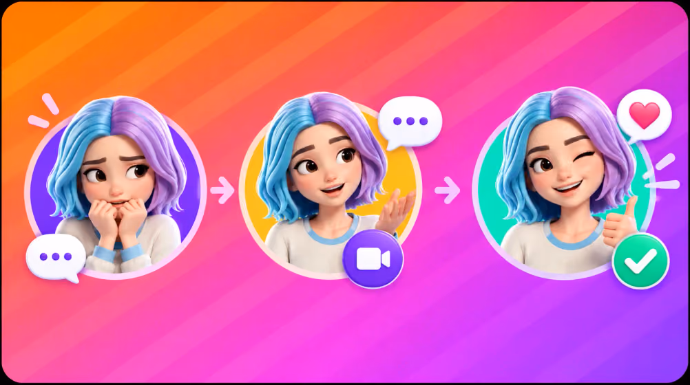 Building social confidence through practice in random video chats