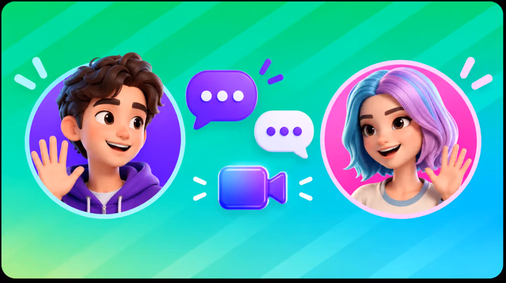 Two strangers talking in a random video chat